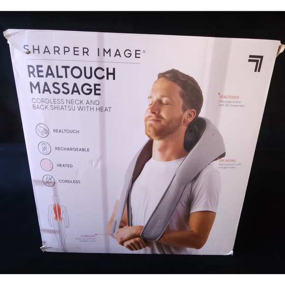 Sharper Image Realtouch Massage Wireless Neck and Back Shiatsu with Heat - Picture 1 of 13